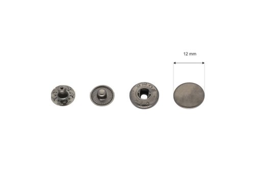 Fekete nikkel kesztyű patent 12 mm