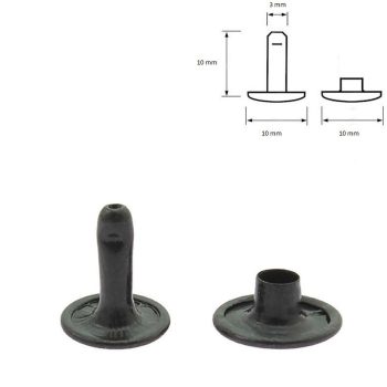 Fekete Duplafejű szegecs 10 mm MATT FEKETE