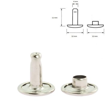 Nikkel Duplafejű szegecs 11 mm (12 mm-es fejjel)