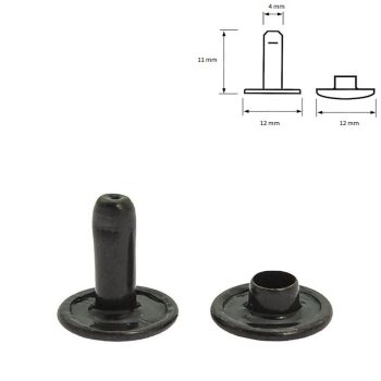 Fekete Duplafejű szegecs 11 mm (12 mm-es fejjel)