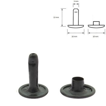 Fekete Duplafejű szegecs 13 mm