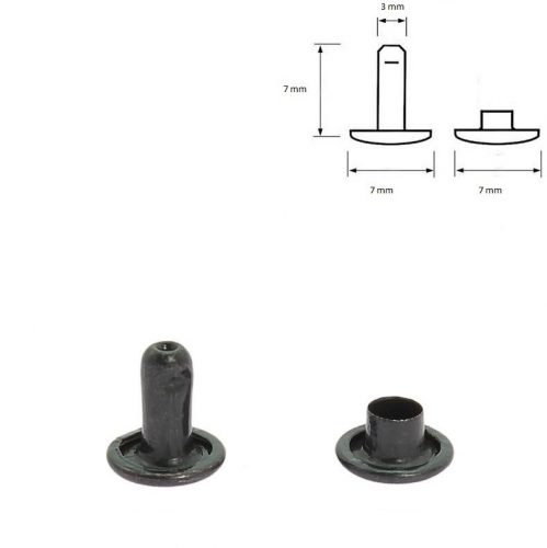 Fekete Duplafejű szegecs 7 mm 