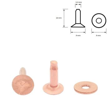 Tömör réz szegecs 14 mm 1 pár