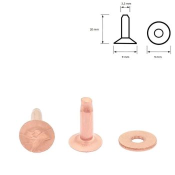 Tömör réz szegecs 20 mm 1 pár