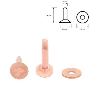 Tömör réz szegecs 26 mm 1 pár 