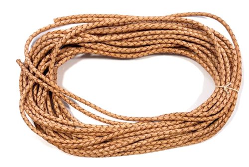 Natúr fonott bőrzsinór 4 mm (10 méter)